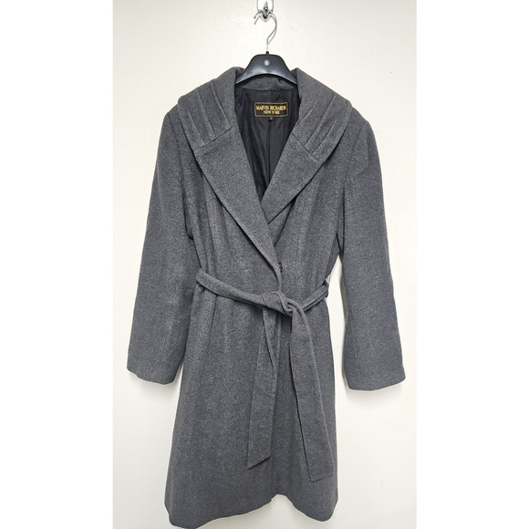 Marvin Richards Gray Wool Cashmere Blend Long Coat Size 12 Vintage Old Money - Picture 1 of 12